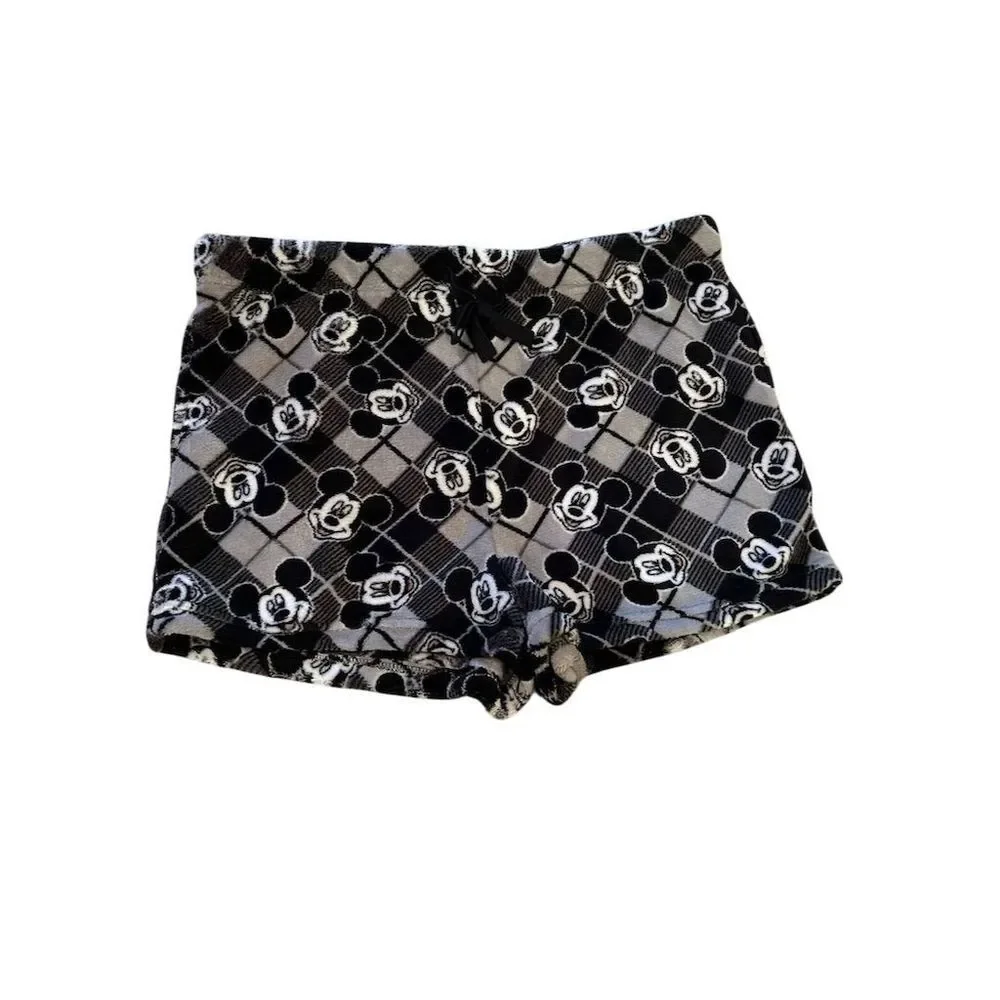Disney Mickey Mouse Women's Plaid Sleep Shorts Black Size M fuzzy comfy core NWT - Picture 13 of 16